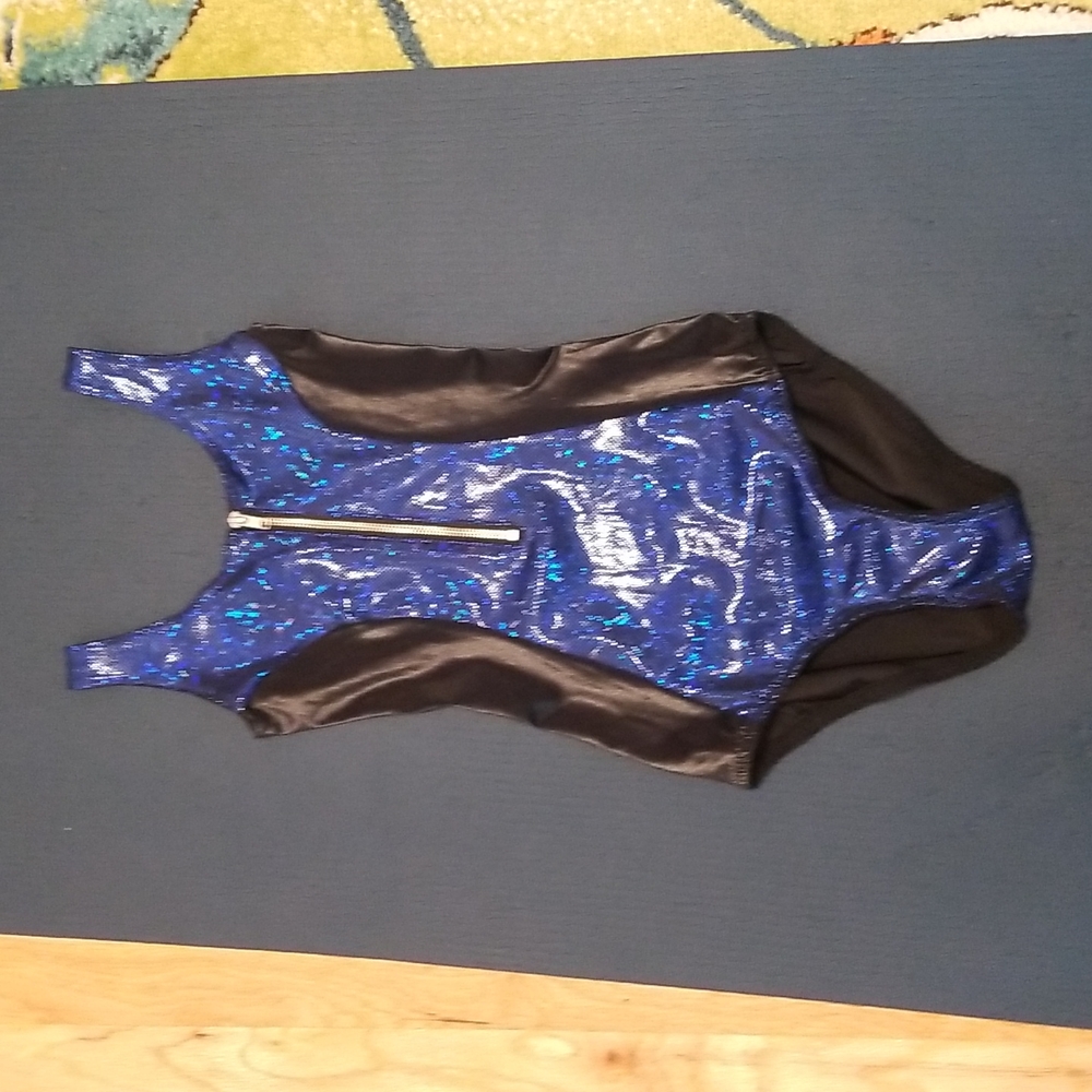 Black milk crystal sapphire zipsuit